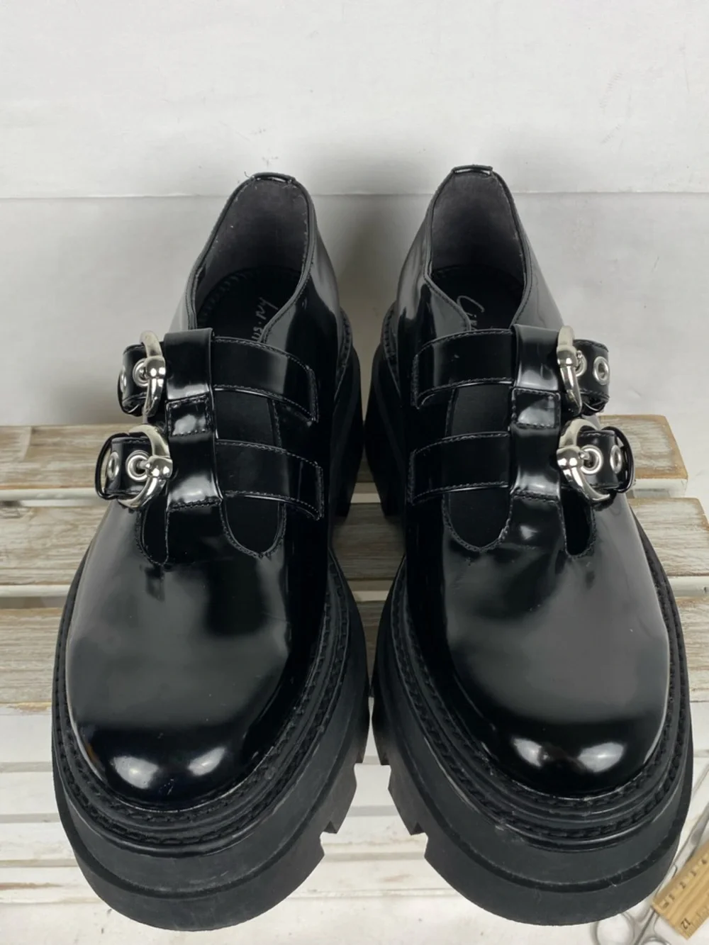 Circus NY Sam Edelman Bryce Black Chunky platform Mary Jane Shoe Loafers Sz 7.5